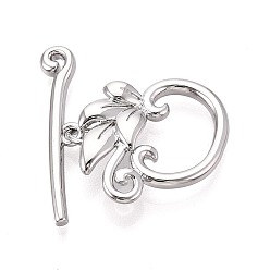 Платинированный Латуни Переключить застежками, лист, Реальная платина, 21 мм, отверстие : 0.5 мм