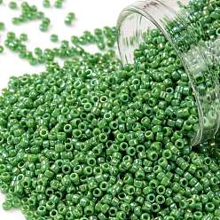 (407) Opaque AB Mint Green TOHO Round Seed Beads, Japanese Seed Beads, (407) Opaque AB Mint Green, 15/0, 1.5mm, Hole: 0.7mm, about 3000pcs/bottle, 10g/bottle