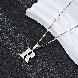 Letter R 201 ожерелья с подвесками из нержавеющей стали и стразами, цвет нержавеющей стали, не тускнеет, Буква R, 19.69 дюйм (50 см)