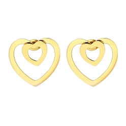 Золотой Ионное покрытие (ip) 304 серьги-гвоздики в форме сердца из нержавеющей стали, золотые, 18.5x19.5 мм