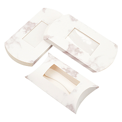 Белый Бумажные подушки, подарочная коробка конфет, с чистым окном, белые, 17.5x10x3.8 см