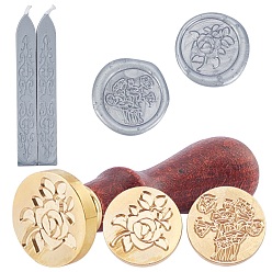 Смешанные Узоры Наборы для изготовления штампов своими руками, включая ручку из бука, ручка из бука, латунная сургучная печать, сургучные палочки, смешанные узоры, палочки сургуч: 9.1x1.2x1.18 см, 2 шт