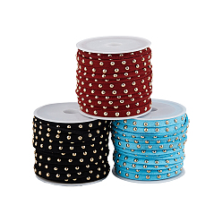 (52) Непрозрачная лаванда 3 рулоны 3 цвета искусственной замши шнур, с заклепкой из сплава серебра, для панк-рок ювелирных изделий, разноцветные, 5x2.5 мм, около 5.46 ярдов (5 м) / рулон, 1 рулон / цвет