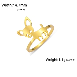 Золотой Полые кольца на палец из нержавеющей стали для чихуахуа, кольца с животными для женщин, золотые, размер США 8 (18.1 мм)