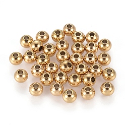 Golden Ion Plating(IP) 202 Stainless Steel Rondelle Spacer Beads, Golden, 6x5mm, Hole: 2mm