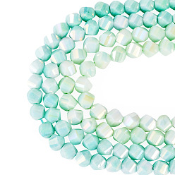 (52) Непрозрачная лаванда 2 нити 2 цвета гальванизированные стеклянные бусины с защитой от потускнения, имитация драгоценных камней, твист, с покрытием AB цвета, граненые, два тона, разноцветные, 7~8x7~8x7~8 мм, отверстие : 1~1.2 мм, около 50~54 шт / нитка, 14.76~15.16'' (37.5~38.5 см), 1 нить / цвет