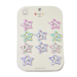 Звезда 10 шт. 5 цвета, узор в клетку, эпоксидная смола, заколка для волос, с железным зажимом, аксессуары для волос для девочек, звезда, 30x32x3 мм, 2 шт / цвет