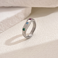 Серебро Латунные кольца с цирконием микро паве для женщин, серебряные, внутренний диаметр: 16~19 мм