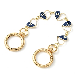 Heart Alloy Evil Eye Enamel Link Bag Extender Chains, with Golden Plated Swivel Clasps, Blue, Heart, 20.2cm