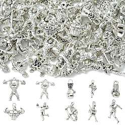 Antique Silver 80Pcs 10 Styles Tibetan Style Alloy Pendants, Antique Silver, 20~30x10~23x3~6.5mm, Hole: 1.4~2.5mm, 8pcs/style