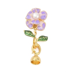Настоящее золото 18K Латунь раз по сравнению с застежками, без кадмия, без никеля и без свинца, с натуральным жемчугом и эмалью, цветок, реальный 18 k позолоченный, 43 мм