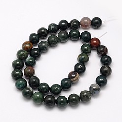 Bloodstone Natural Bloodstone Beads Strands, Heliotrope Stone Beads, Round, 4mm, Hole: 1mm, about 90pcs/strand, 15.5 inch