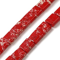 Малиновый Синтетические имперские нитки из бисера яшмы, 2-луночное, прямоугольные, малиновый, 5.5~6x5x2.5 мм, отверстие : 0.9 мм, около 69~70 шт / нитка, 15.12~15.2 дюйм (38.4~38.6 см)