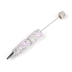 Фиолетовый Шариковая ручка с рисунком рыбьего хвоста из смолы и полимерной глины, украшенная стразами, железная ручка из бисера, для индивидуальной ручки с ювелирными бусинами, фиолетовые, 148.5~151x15~19 мм