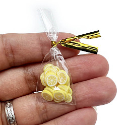 Лимон Мини-конфеты из полимерной глины, аксессуары для кукольного домика с микро-ландшафтом, притворяясь опорными украшениями, лимон, 45x20 мм