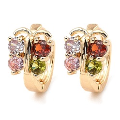 Light Gold Brass Micro Pave Cubic Zirconia Hoop Earrings, Butterfly, Light Gold, 12.5x8.5x14.5mm