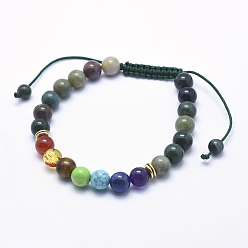 Натуральный Агат Браслеты из агата из натурального агата, с шариками из сплава и нейлоновым шнуром, 2-1/4 дюйм (57 мм)