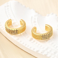 Настоящее золото 18K Латунные серьги-манжеты из прозрачного кубического циркония, c-образный, реальный 18 k позолоченный, 12.5x11x4 мм