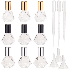 Mixed Color DIY Perfume Bottle Kits, with Glass Essential Oil Empty Perfume Bottle, Plastic Funnel Hopper & Dropper, Mixed Color, Bottles Capacity: about 8ml, 9pcs/set