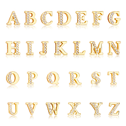 Letter A~Z Alloy Slide Charms, with Crystal Rhinestone and Initial Letter A~Z, Letter A~Z, 11.5x6.5~14x4mm, 52pcs/box
