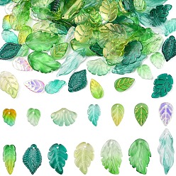 (52) Непрозрачная лаванда 140 шт. 14 стили осенняя тематика двухцветные прозрачные стеклянные подвески, лист, разноцветные, 13.5x10.5x3.5 мм, отверстие : 1.2 мм