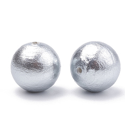 Light Grey Compressed Cotton Pearl Beads, Eco-Friendly, Dyed, Round, Light Grey, 10~10.5mm, Hole: 1.2mm