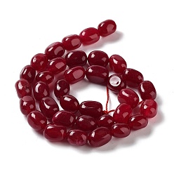 Dark Red Natural Jade Beads Strands, Dyed, Nuggets, Tumbled Stone, Dark Red, 9.5~11.5x8~8.5x7~8mm, Hole: 1mm, about 34~38pcs/strand, 14.76~15.16''(37.5~38.5cm)