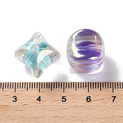 Rhombus Placage uv perles acryliques transparentes irisées, Perle en bourrelet, losange, 14.5x14.5x15.5mm, Trou: 3mm