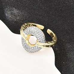 Настоящее золото 18K Латунные кольца-манжеты с микропаве из прозрачных кубических цирконий, круглые, долговечный, без свинца и без кадмия, реальный 18 k позолоченный, 16 мм, внутренний диаметр: 17 мм