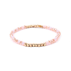 Pink Золотистый браслет Miyuki из эластичного хрустального бисера и акриловых трубчатых бусин