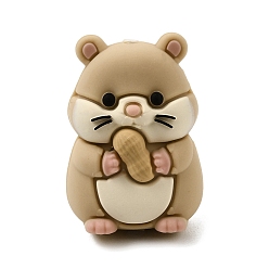 Hamster 3d Silikonperlen, Fokalperlen, Bräune, Hamster, 28x19x16 mm, Bohrung: 2 mm