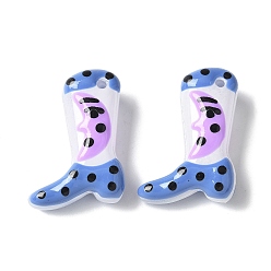 Васильковый Бусины из стеклянной эмали, окрашенные методом запекания, ботинок с луной, васильковый, 24x17x8~8.5 мм, отверстие : 1.4 мм