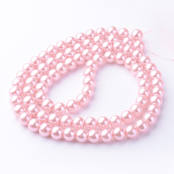 Pink Baking Painted Pearlized Glass Pearl Round Bead Strands, Pink, 10~11mm, Hole: 1.5mm, about 80~85pcs/strand, 31.4 inch1.5mm