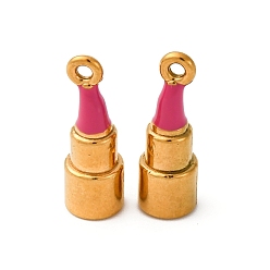 Темно-Розовый 304 нержавеющей стальной эмали подвески, помада очарование, золотые, темно-розовыми, 17x5.5 мм, отверстие : 1.2 мм