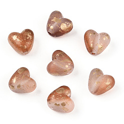 Chocolate Transparent Frosted Spray Painted Acrylic Beads, Heart, Chocolate, 10x10.5x7mm, Hole: 1.8mm, about 224pc/100g