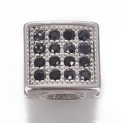 Stainless Steel Color 304 Stainless Steel Slide Charms, with Rhinestone, Rectangle, Stainless Steel Color, 9.5x9.5x4mm, Hole: 2x5mm