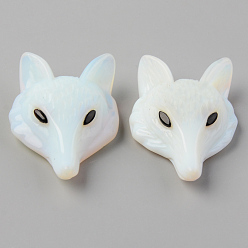 Опал Opalite подвески, сверху просверленные бусы, с глазком из черного оникса, лиса голова, 41x29.5~30.5x13~14.5 мм, отверстие : 1.6 мм