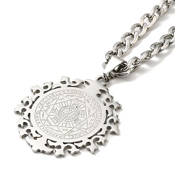 Couleur Acier Inoxydable 304 colliers avec pendentif en acier inoxydable pour femmes et hommes, collier amulette des sept archanges, couleur inox, 23.66 pouce (60.1 cm)