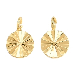 Chapado en Oro Real 18K Encantos de bronce, Plano y redondo con dijes en forma de rayos de sol., sin plomo y cadmio, chapado en rack, larga duración plateado, real 18 k chapado en oro, 12x8x1 mm, agujero: 2 mm