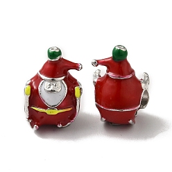 Santa Claus Европейские бусины из сплава эмали рождественской тематики, большое отверстие шарик, платина, Дед Мороз, 14x9.5x9.5 мм, отверстие : 4.7 мм