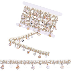 (404) Непрозрачное AB Кислое яблоко 3м хлопковая лента, круглые, с пайетками и подвесками из смолы, цветочный белый, 1-1/2 дюйм (38 мм)