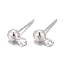 Серебро 925 Результаты серьги стерлингового серебра, с печатью 925, серебряные, 15 мм, отверстие : 2 мм, штифты : 0.7 мм