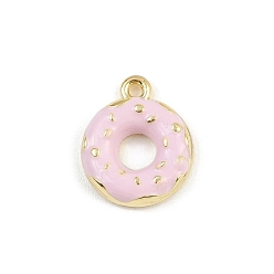 Pink Сплав эмали прелести, золотые, пончик, розовые, 14.5x12x3 мм, отверстие : 1.2 мм