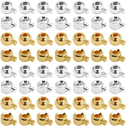 Платиновый & Золотой 60 шт. 4 стили латунные бусины, долговечный, круглые, платиной и золотом, 4.5~5x3.5x2.5~3.5 мм, отверстие : 0.9 мм, 15 шт / стиль