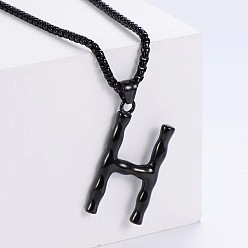 Letter H Стильные ожерелья с подвесками из нержавеющей стали, чёрные, Письмо ч