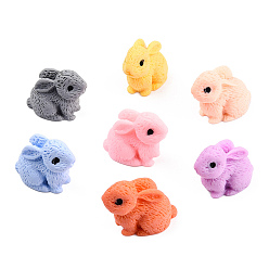 Mixed Color Opaque Resin Cabochons, Rabbit, Mixed Color, 16.5~17.5x20~22.5x12.5mm