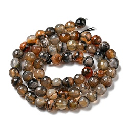 Camel Natural Agate Beads Strands, Dyed & Heated, Round, Faceted, Camel, 6mm, Hole: 1mm, about 62pcs/strand, 14.37~14.76 inch(36.5~37.5cm)