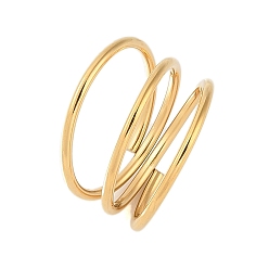 Настоящее золото 18K Ионное покрытие (ip) 304 многослойное открытое манжетное кольцо из нержавеющей стали для женщин, реальный 18 k позолоченный, 16 мм, внутренний диаметр: 17 мм