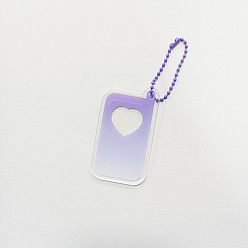 Medium Purple Gradient Acrylic Disc Pendant Decoration, with Ball Chains, for DIY Keychain Pendant Ornaments, Mobile Phone Shape, Medium Purple, 70x40mm