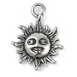 Античное Серебро 316 хирургические подвески из нержавеющей стали, очарование солнца, античное серебро, 18.5x14x2.5 мм, отверстие : 1.8 мм